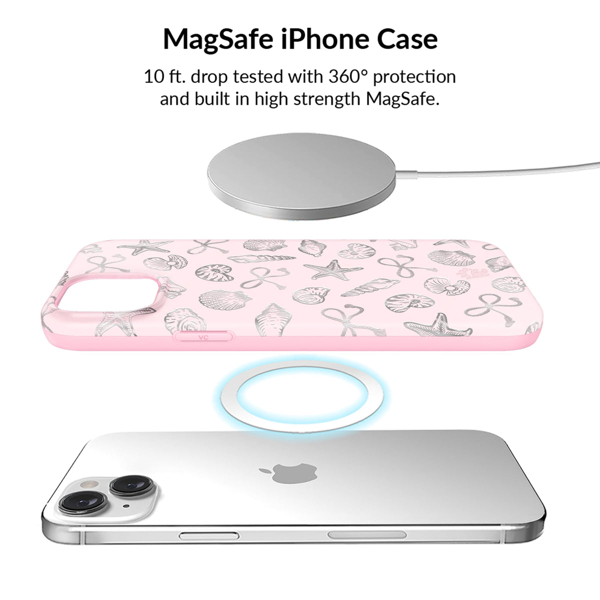 Pink Coastal Seashells iPhone Bundle Set