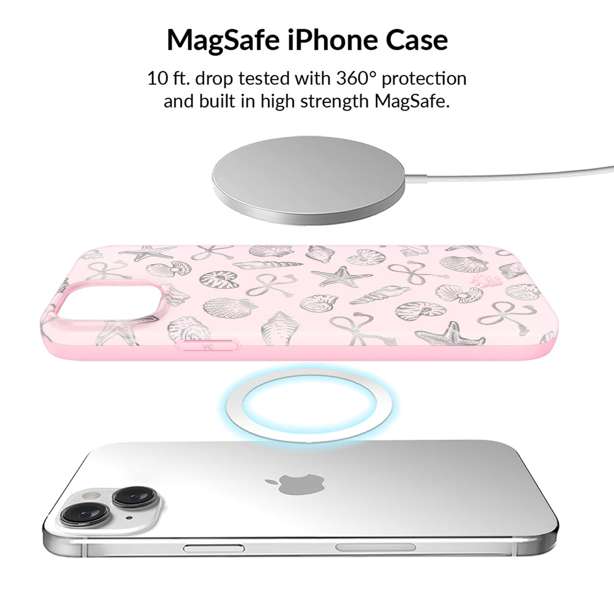 Pink Coastal Seashells iPhone Bundle Set