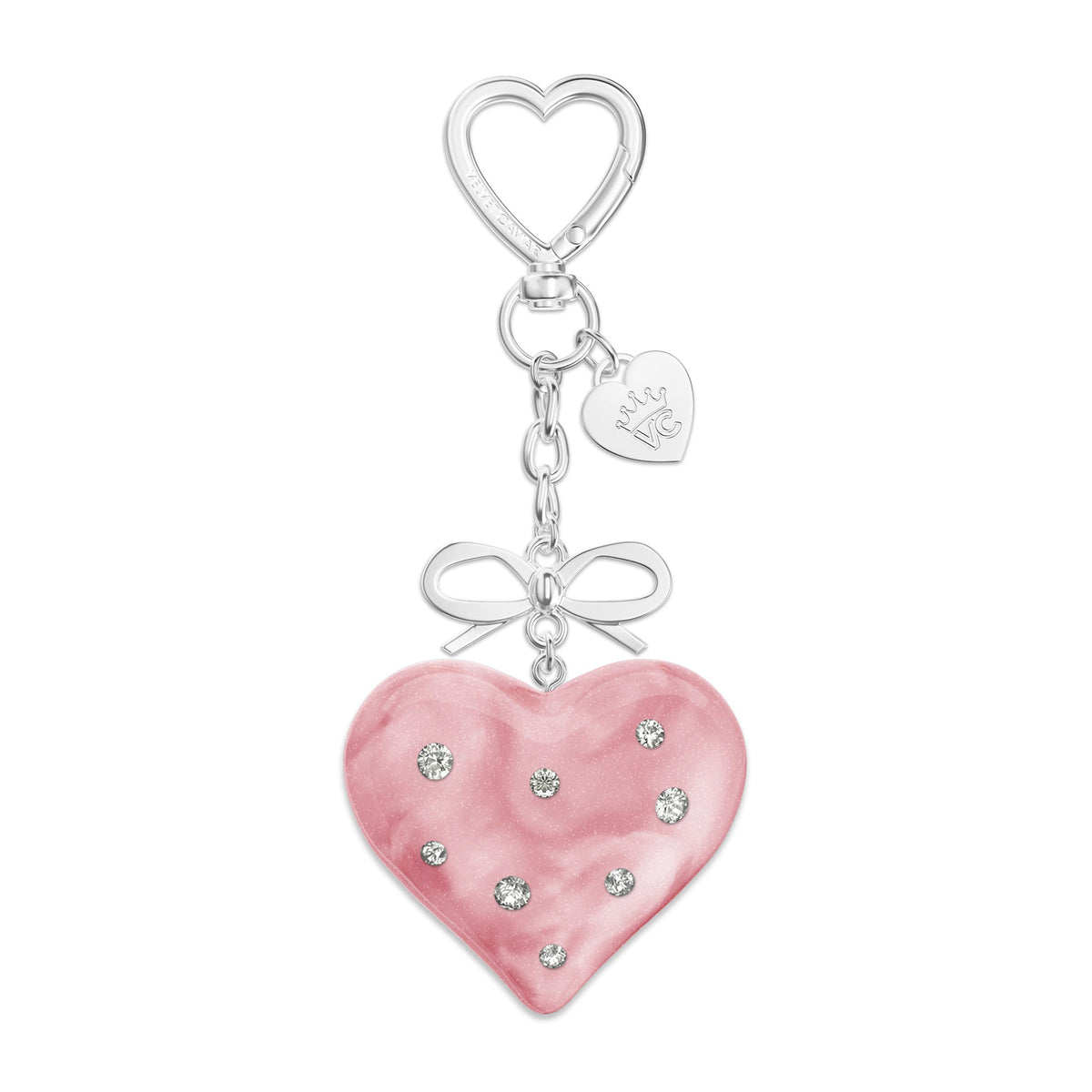 Pink Crystal Heart Bag Charm