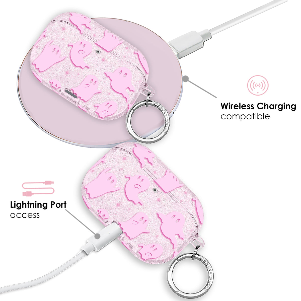 Ghosted Pink Glitter AirPod Case