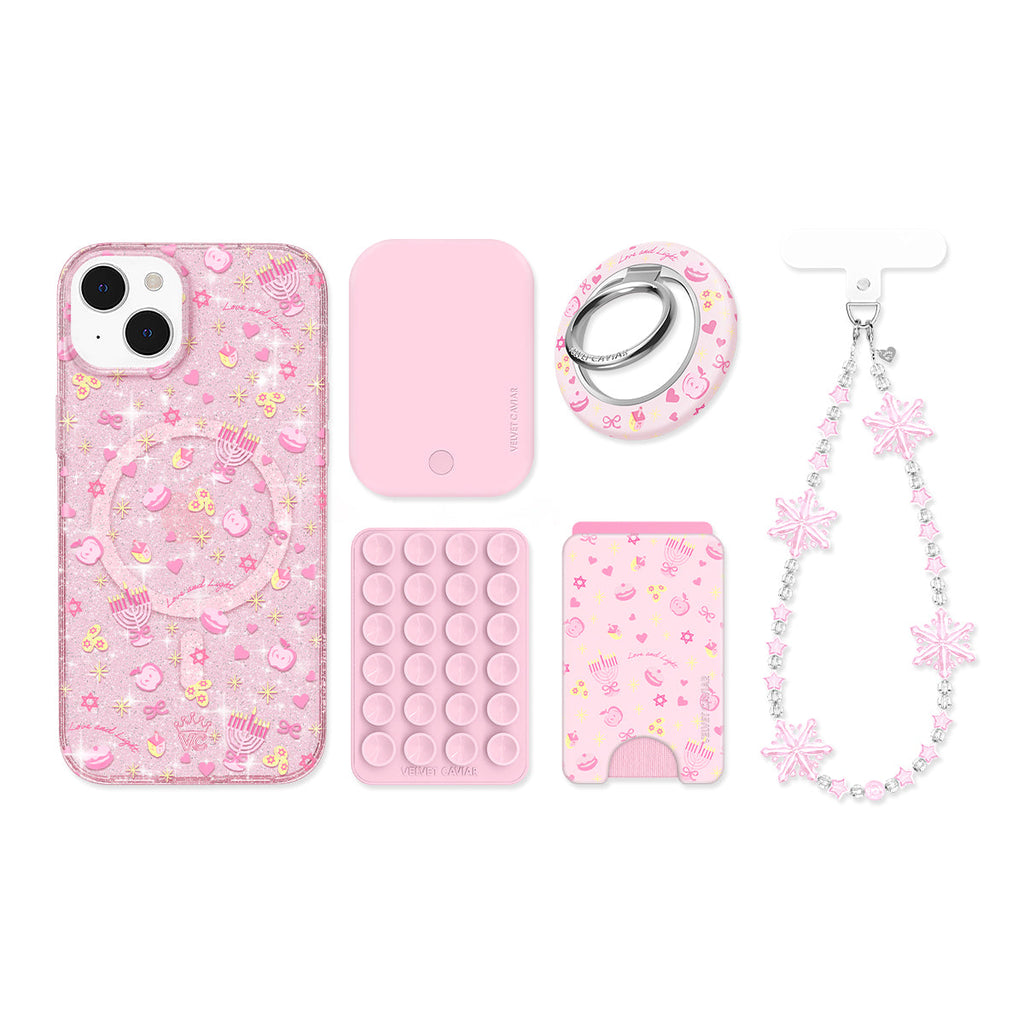 Pink Hanukkah Glitter iPhone Bundle