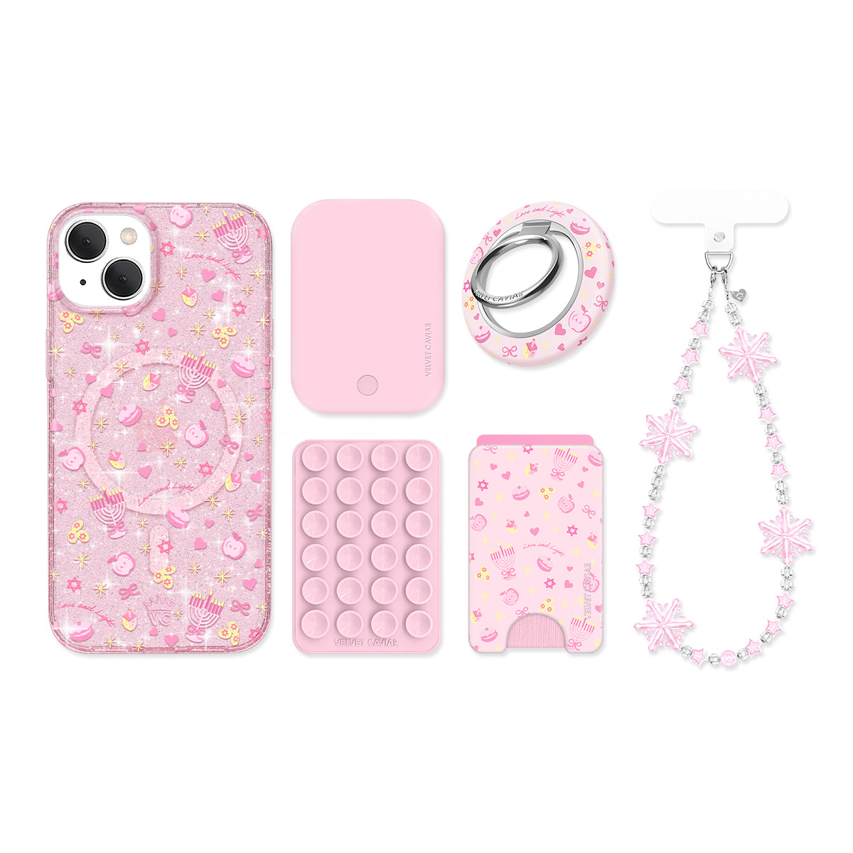 Pink Hanukkah Glitter iPhone Bundle