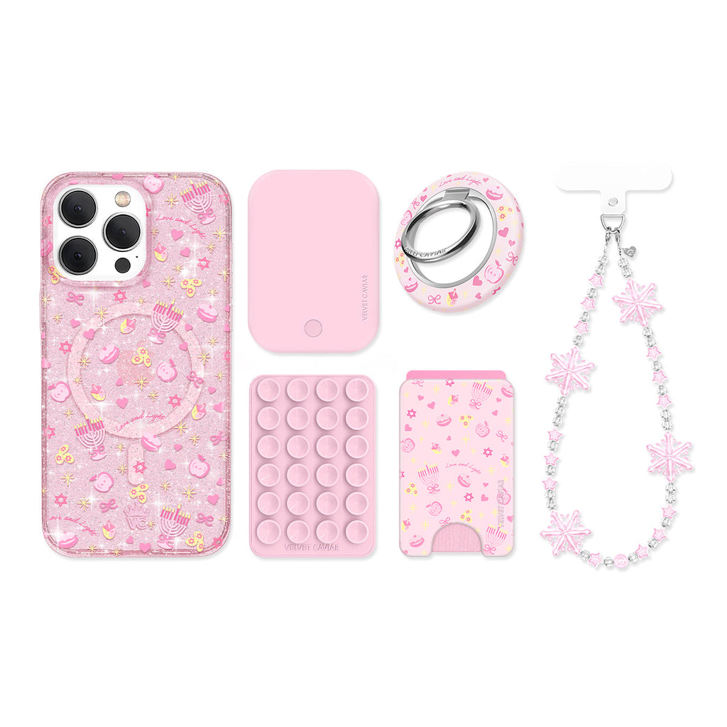 Pink Hanukkah Glitter iPhone Bundle