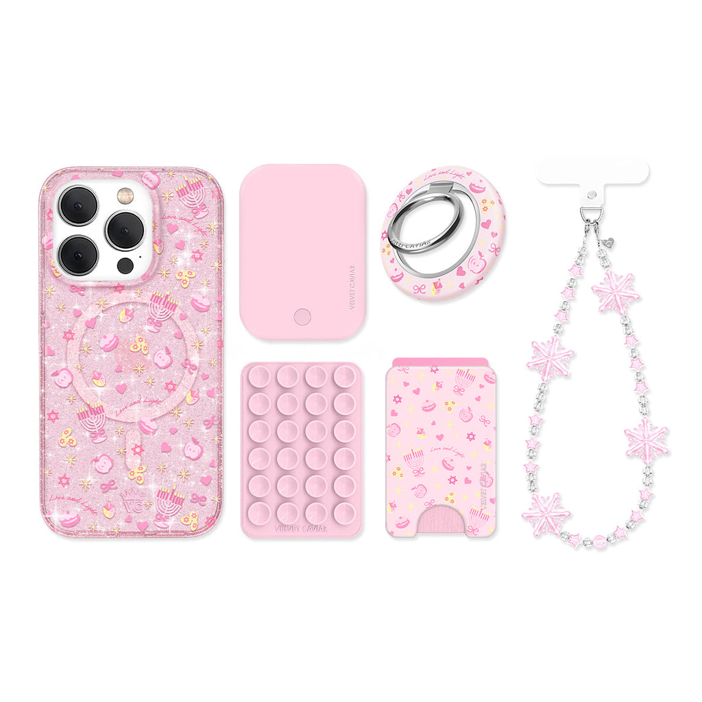 Pink Hanukkah Glitter iPhone Bundle