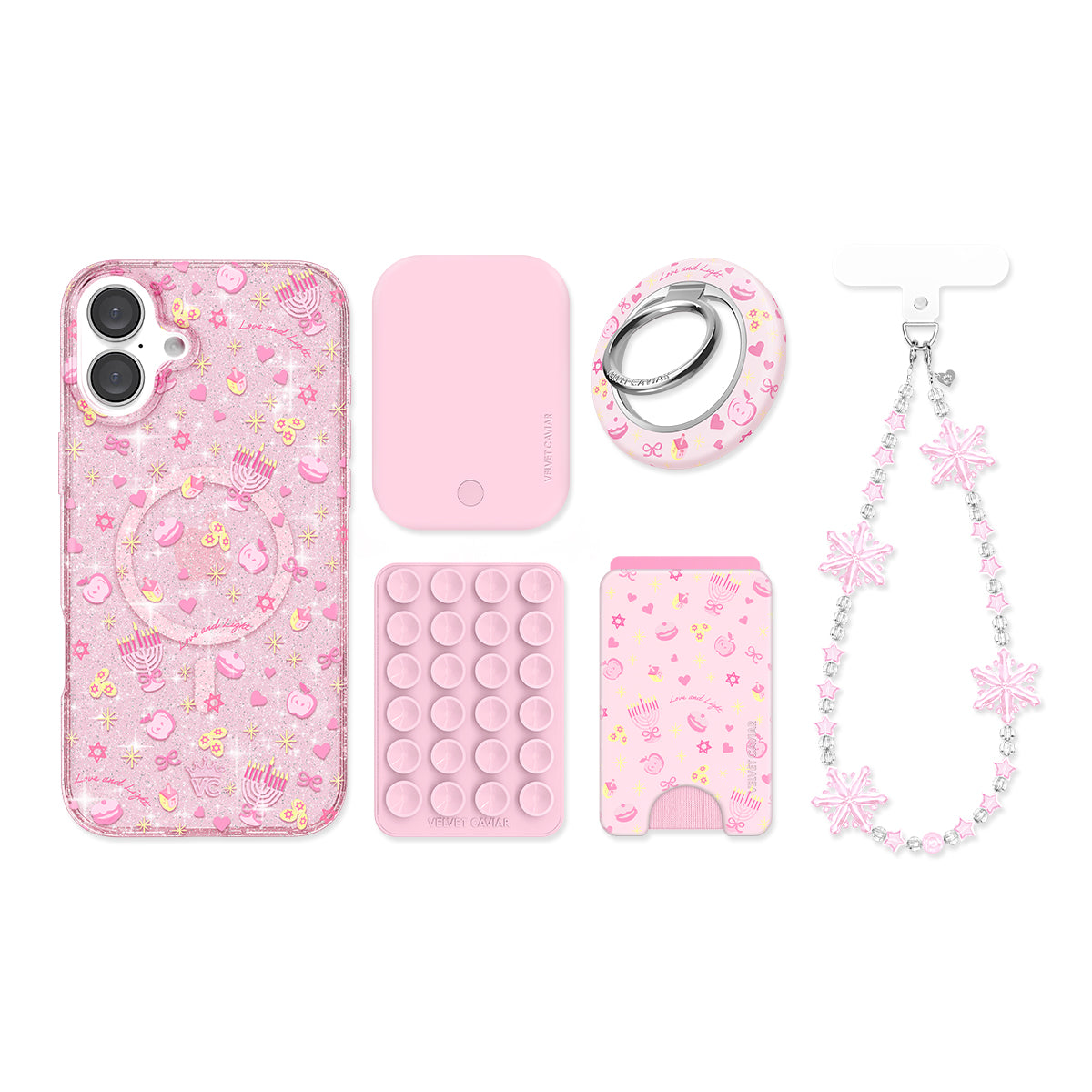 Pink Hanukkah Glitter iPhone Bundle