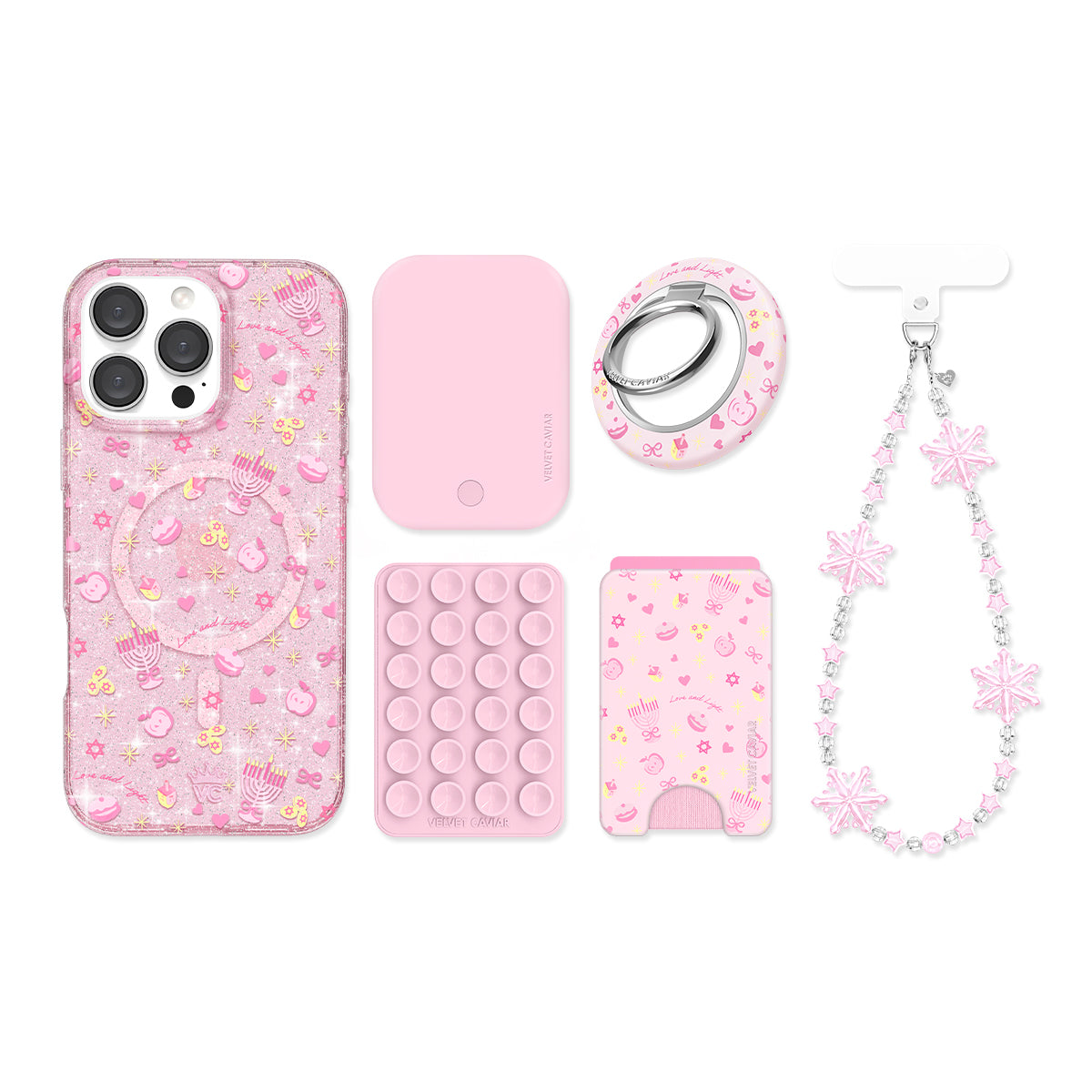 Pink Hanukkah Glitter iPhone Bundle