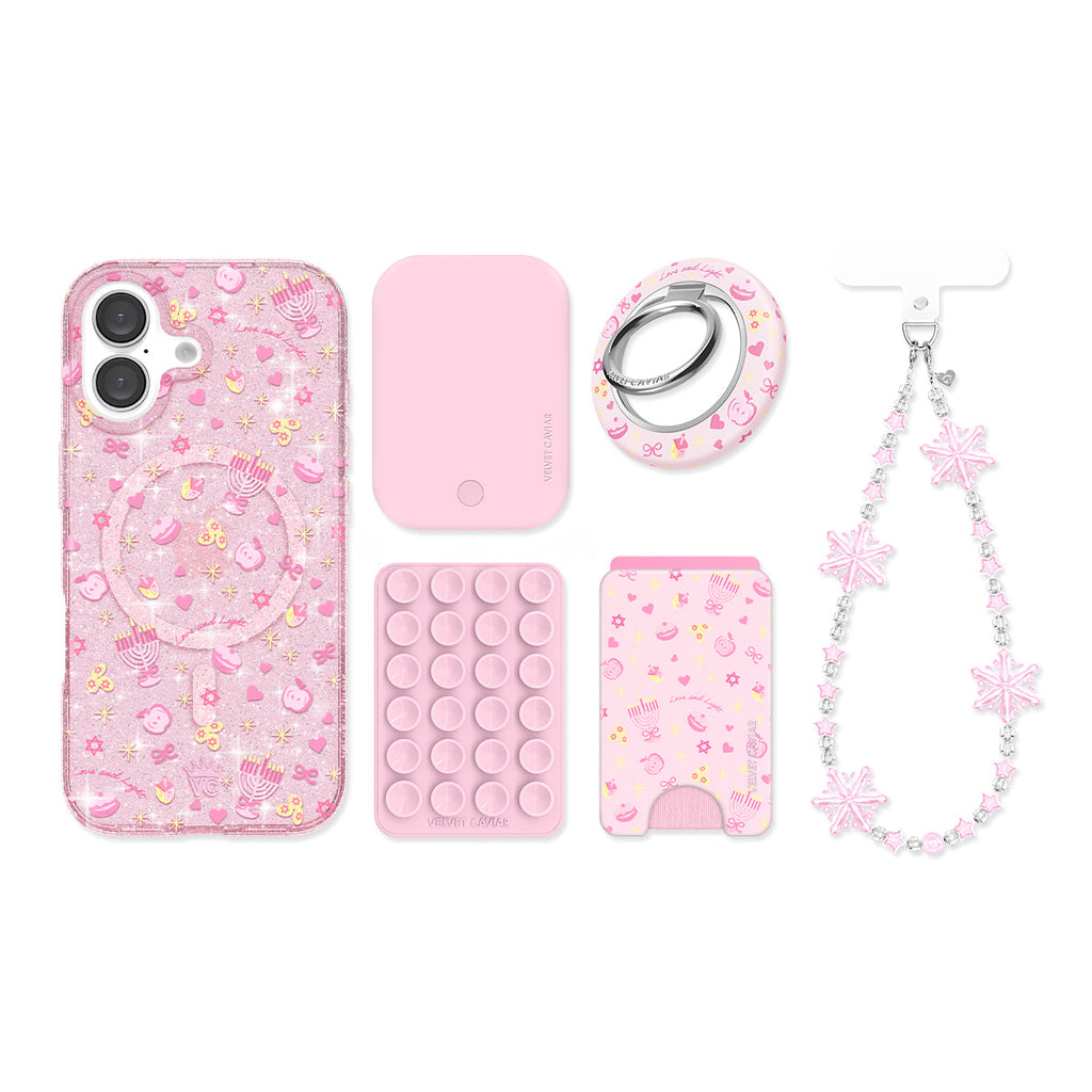Pink Hanukkah Glitter iPhone Bundle