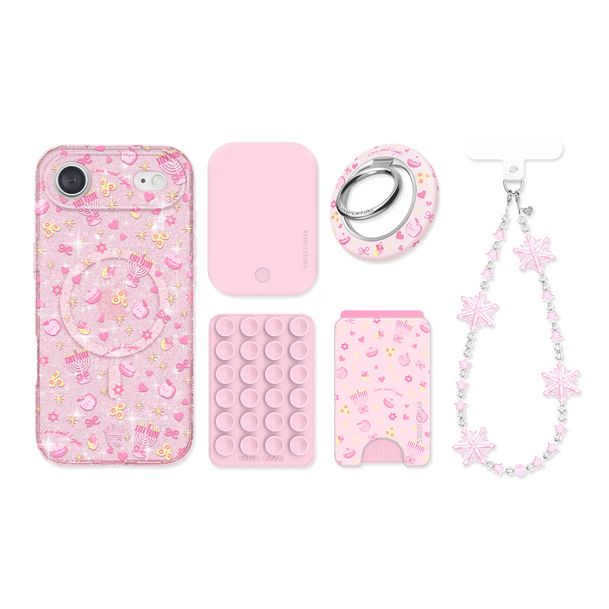 Pink Hanukkah Glitter iPhone Bundle