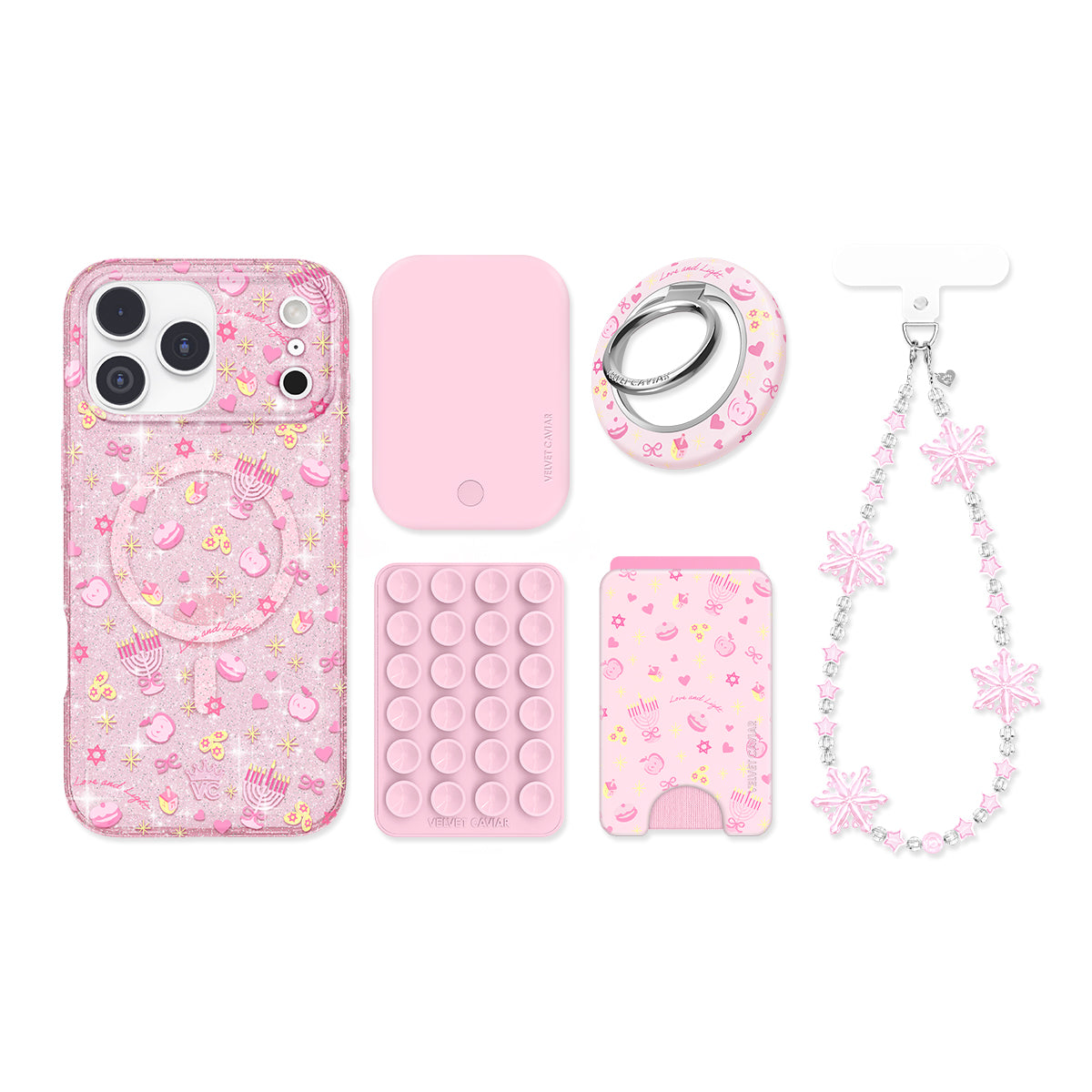 Pink Hanukkah Glitter iPhone Bundle