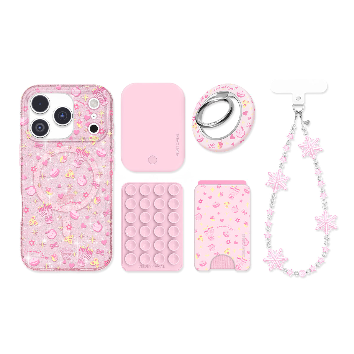 Pink Hanukkah Glitter iPhone Bundle