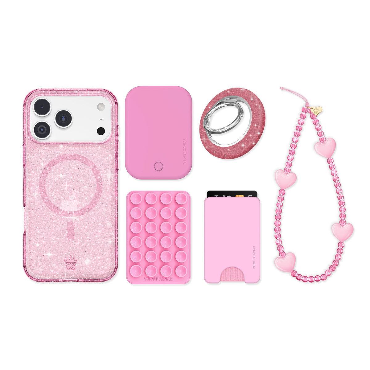Pink Stardust Glitter iPhone Bundle Set