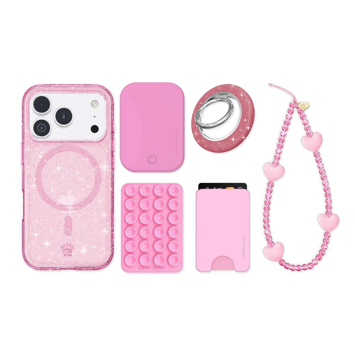 Pink Stardust Glitter iPhone Bundle Set