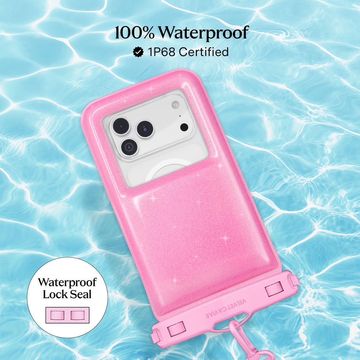 Pink Stardust Glitter Waterproof Floating Phone Pouch