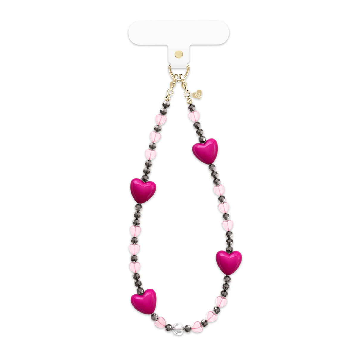 Pink & Black Heart Phone Charm
