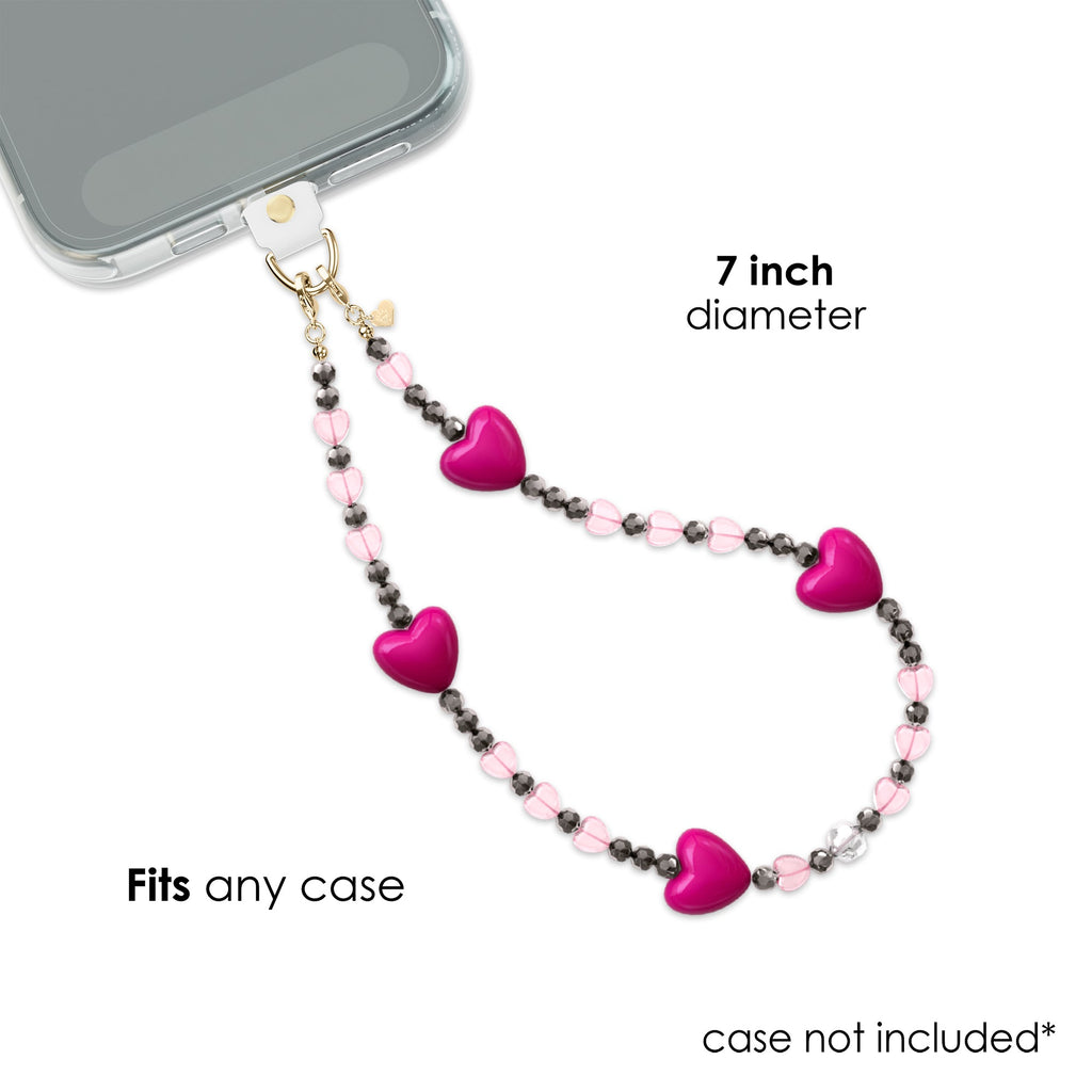 Pink & Black Heart Phone Charm