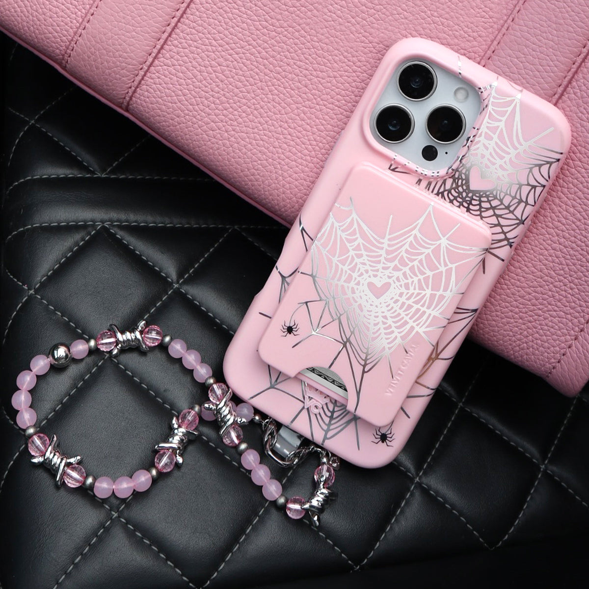 Pink Barbed Wire Phone Charm