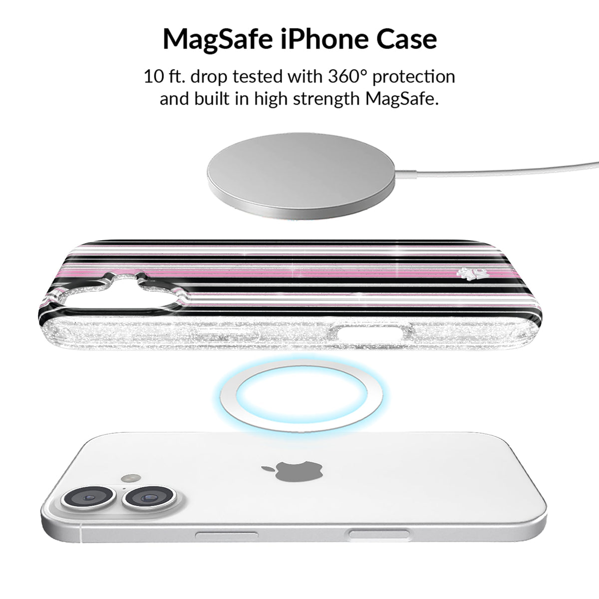 Pretty Punk Stripes Glitter iPhone Bundle Set