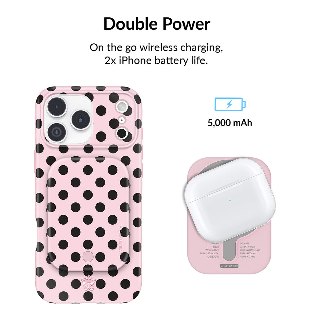 Princess Pink Polka Dot Portable MagSafe Charger Power Pack