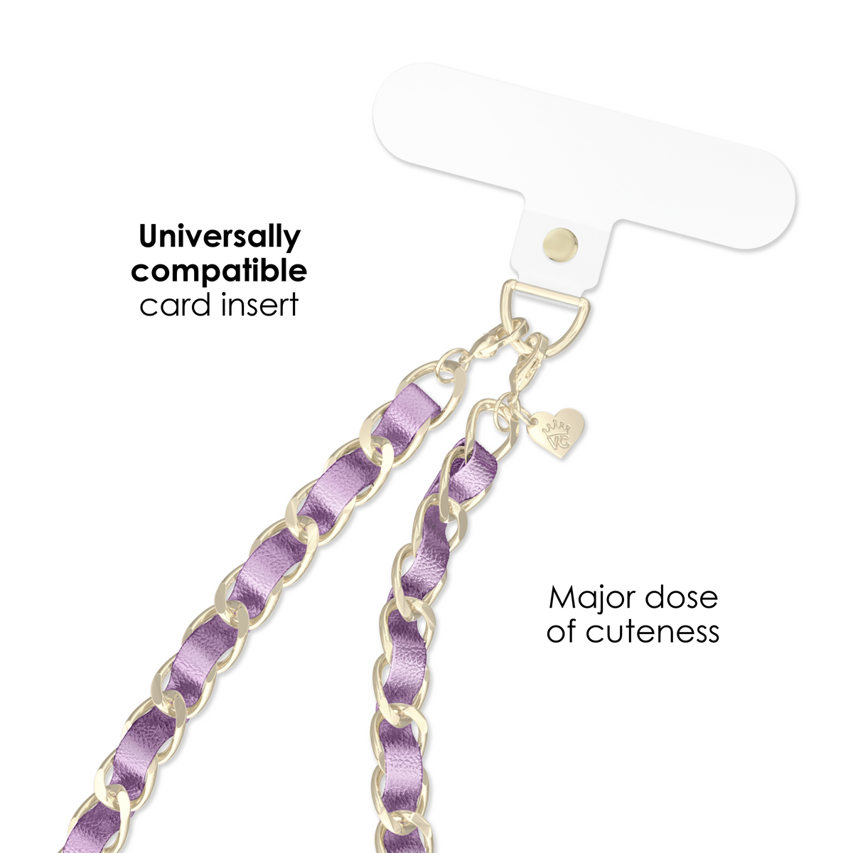 Metallic Purple Leather Chain Phone Charm