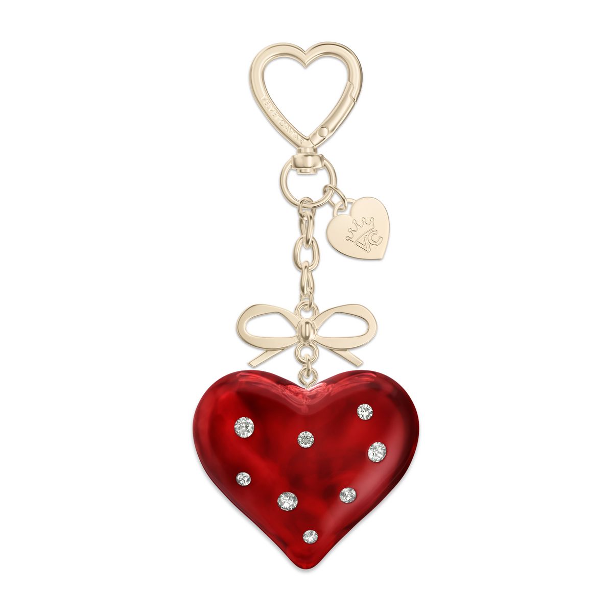 Red Crystal Heart Bag Charm