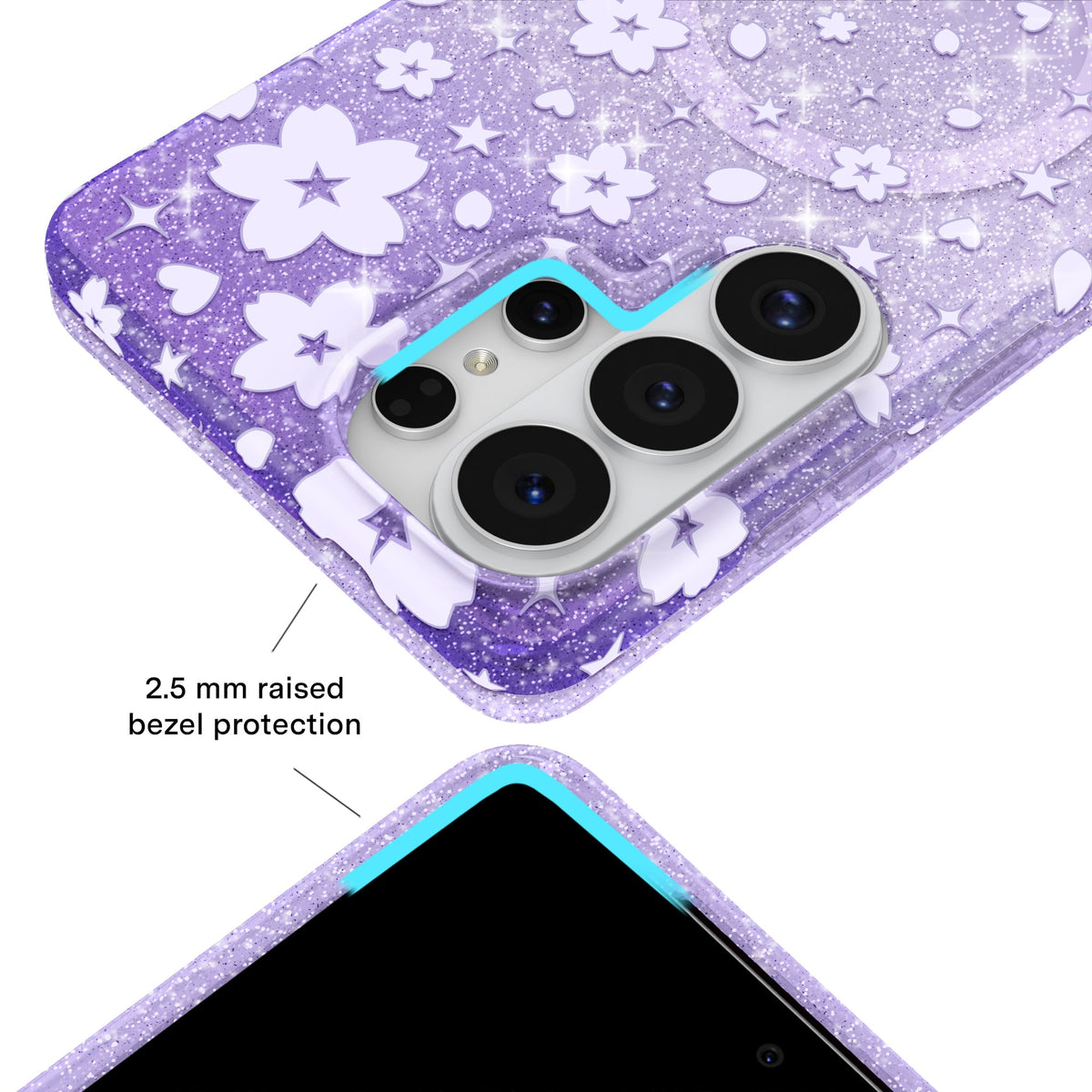 Lavender Cherry Blossom Glitter Samsung Case