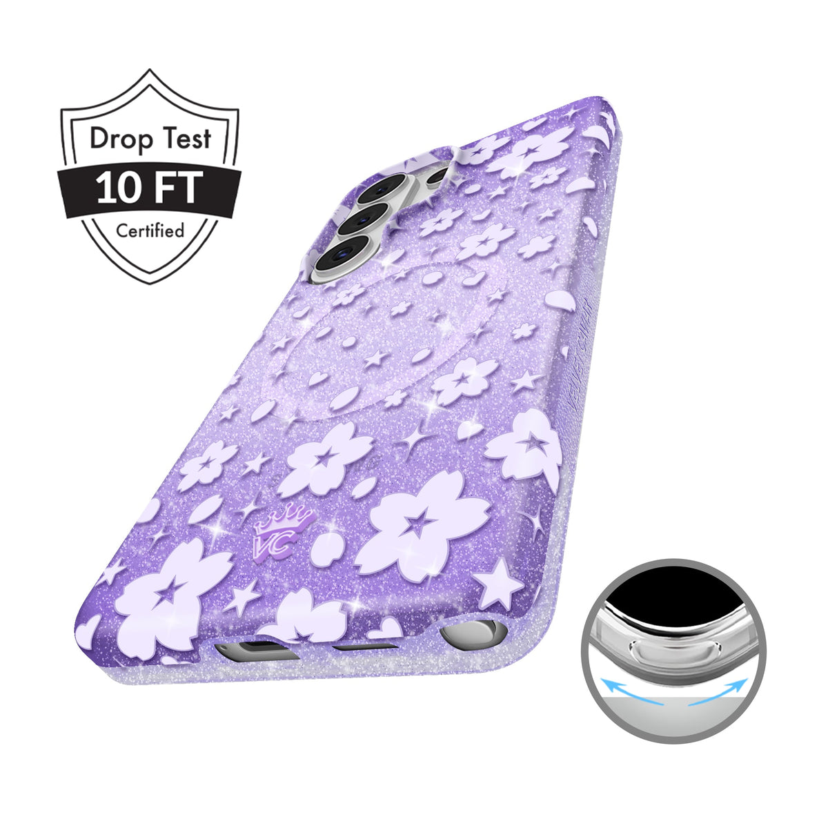 Lavender Cherry Blossom Glitter Samsung Case
