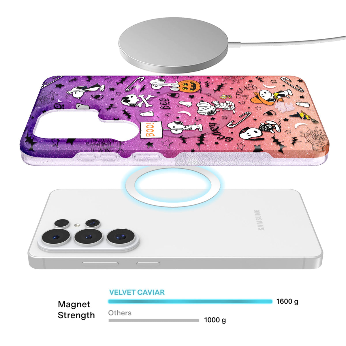 Snoopy Spooky Glitter Samsung Case