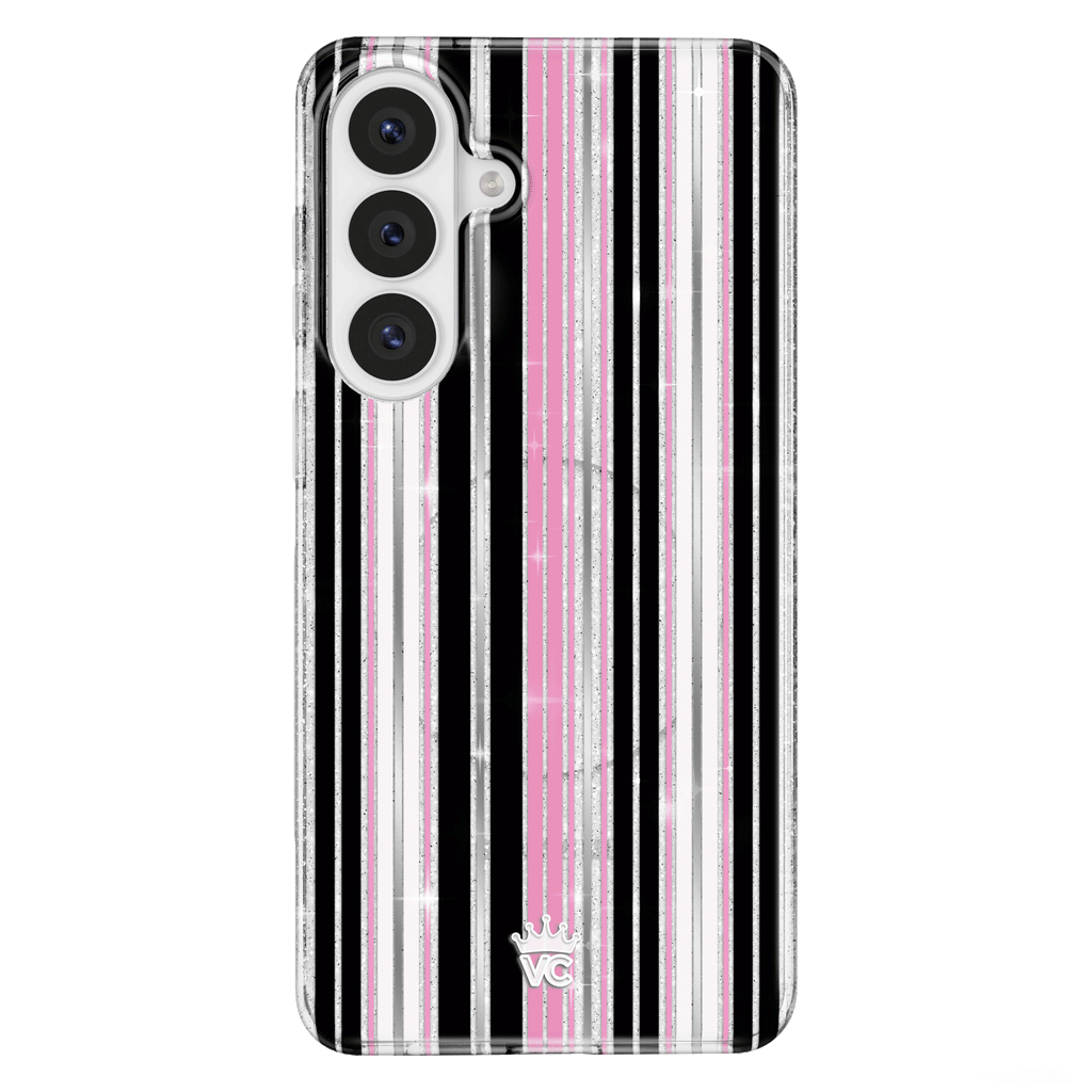 Pretty Punk Stripes Glitter Samsung Case