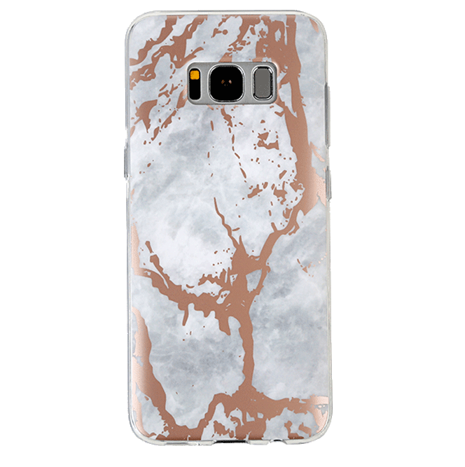 White Marble Rose Gold Chrome Samsung Galaxy Case