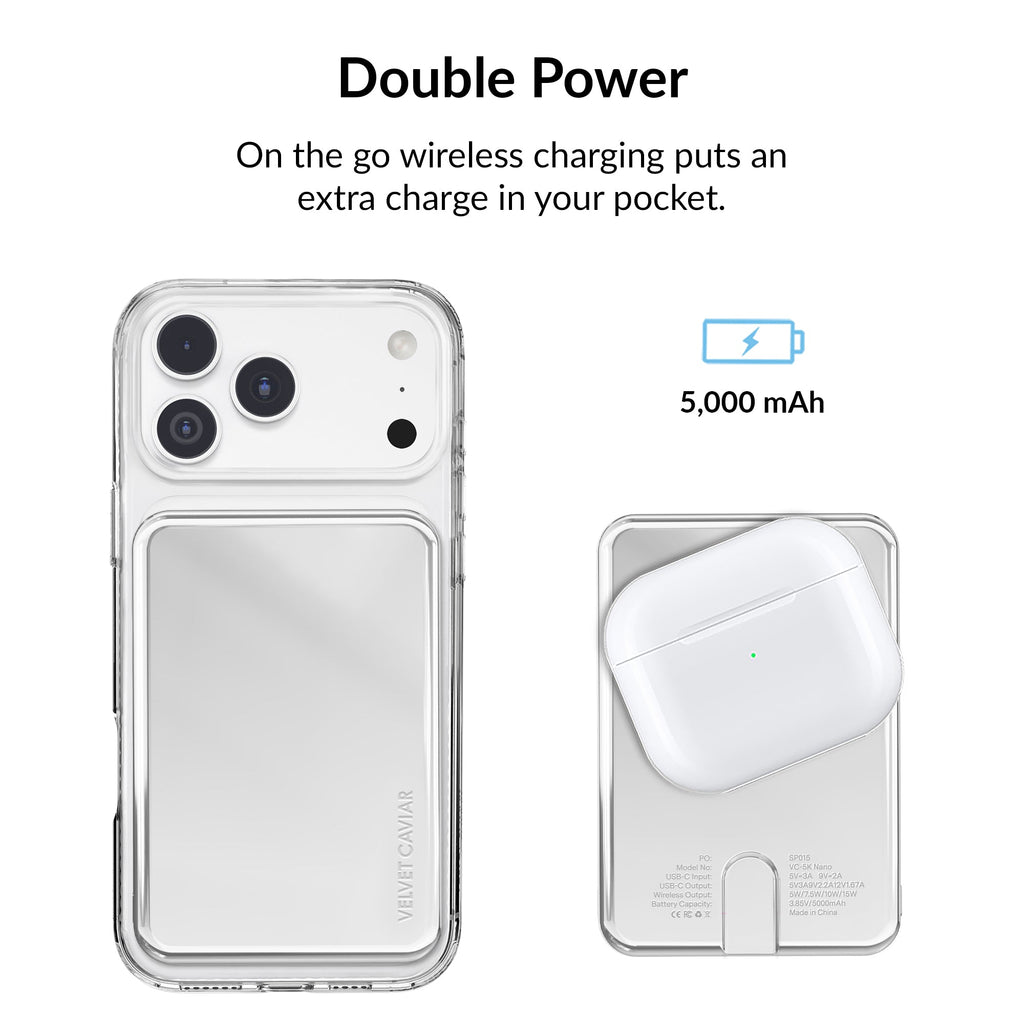 Silver Chrome Slim Portable MagSafe Charger Power Pack