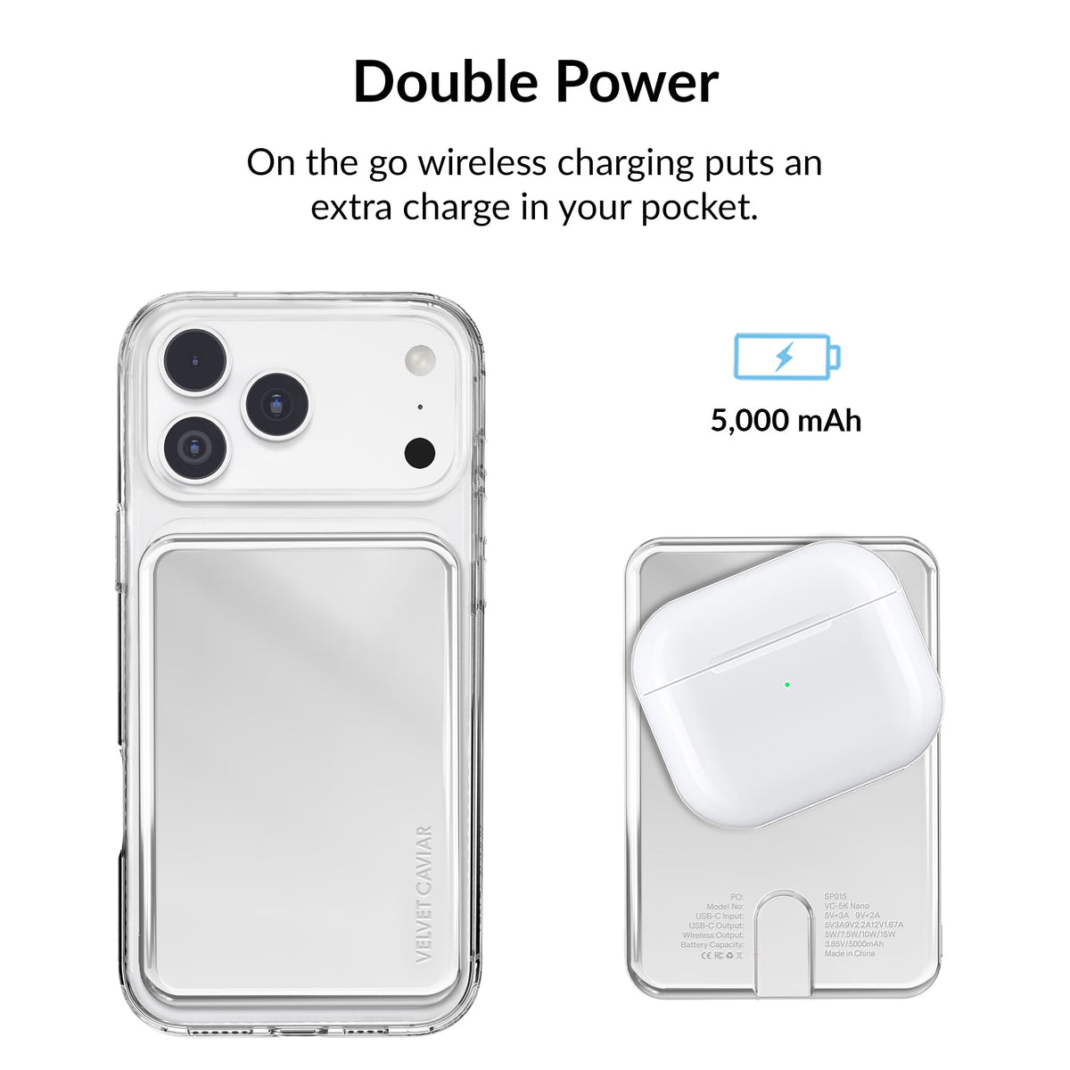 Silver Chrome Slim Portable MagSafe Charger Power Pack