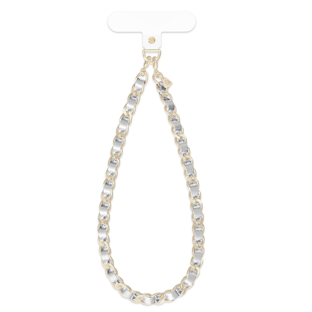Silver Leather Chain Phone Charm