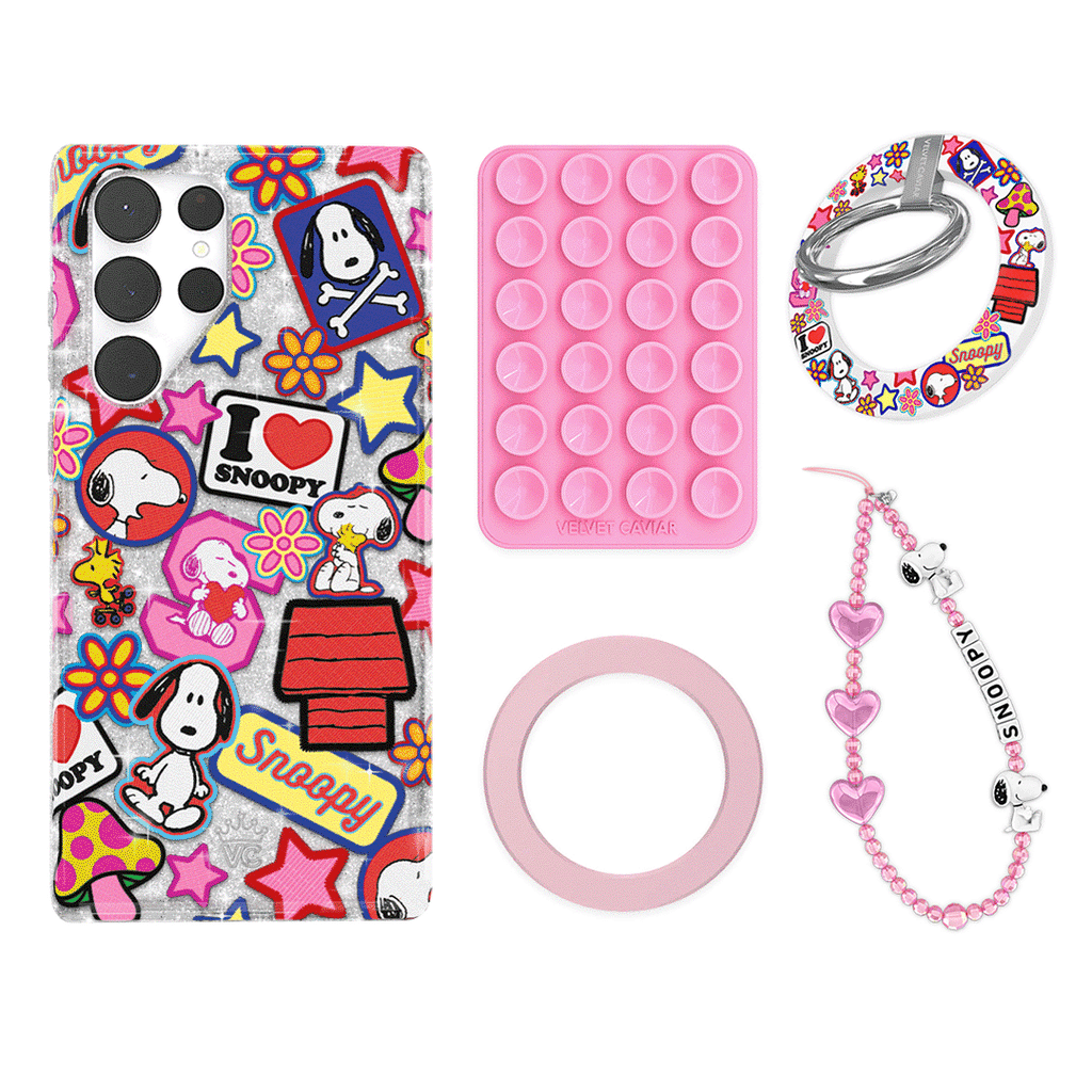 Snoopy Patchwork Glitter Samsung Bundle Set