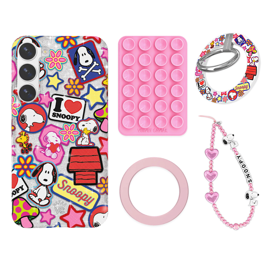 Snoopy Patchwork Glitter Samsung Bundle Set