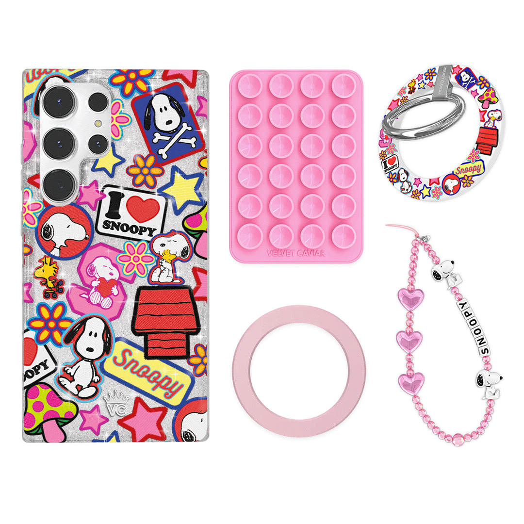 Snoopy Patchwork Glitter Samsung Bundle Set