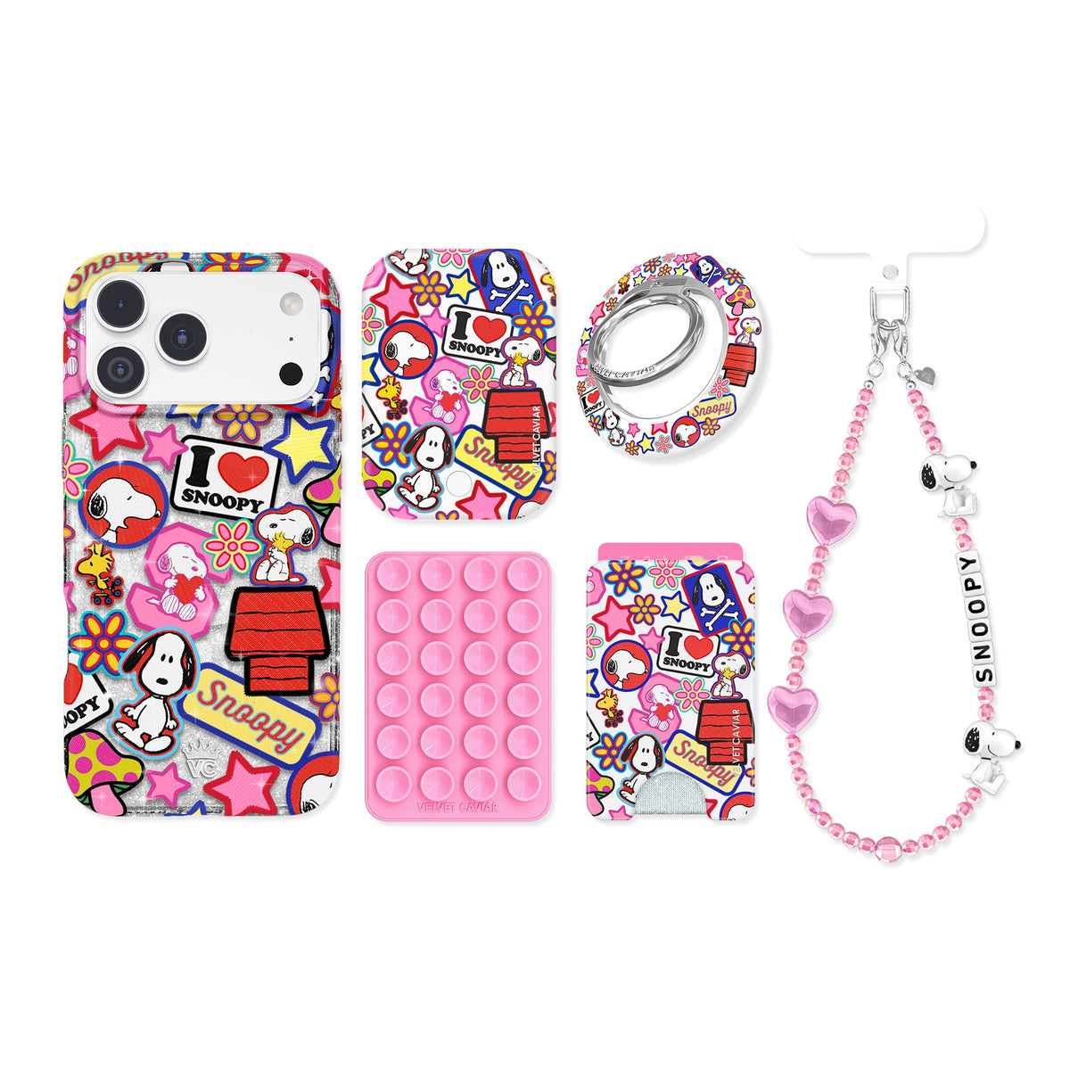 Snoopy Patchwork Glitter iPhone Bundle Set