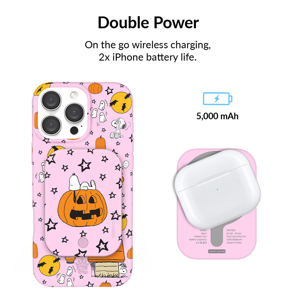 Snoopy Pink Pumpkin Portable MagSafe Charger Power Pack
