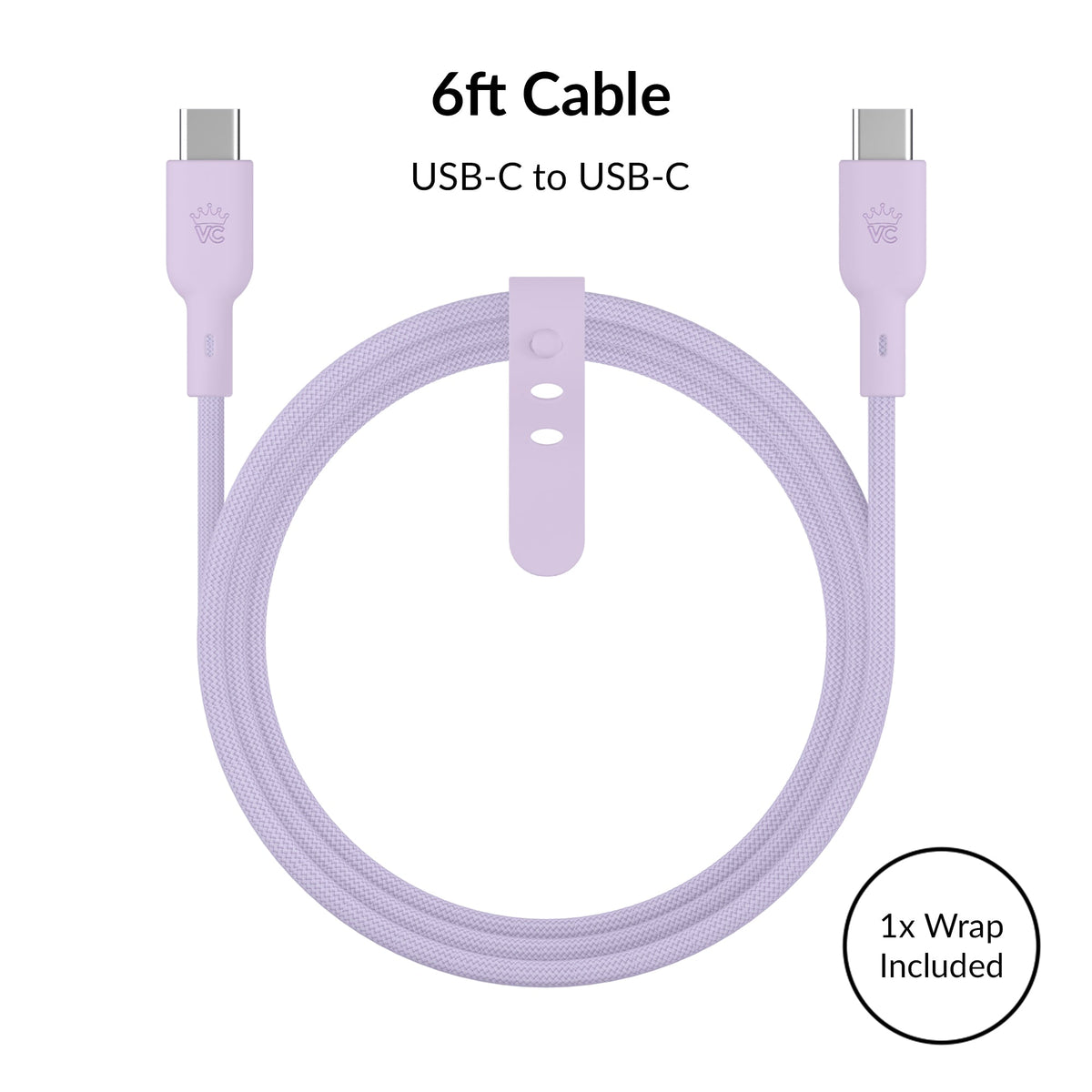 Soft Lilac Fast Charging Set, Dual Port Wall Adapter + 6ft USB-C Cable