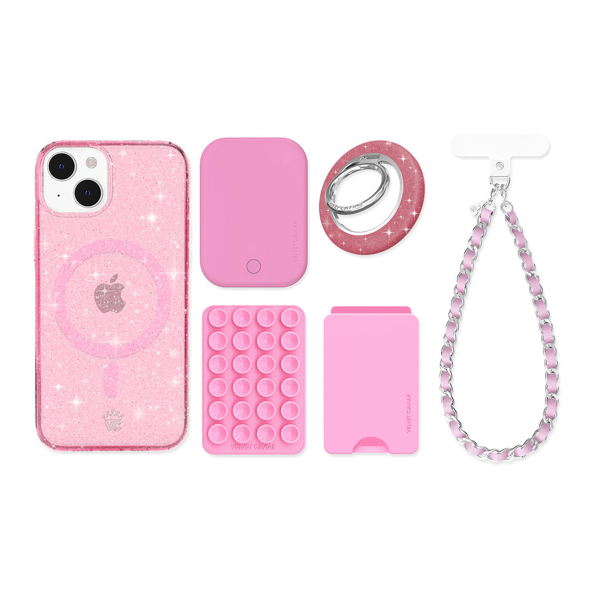 Pink Stardust Glitter iPhone Bundle Set