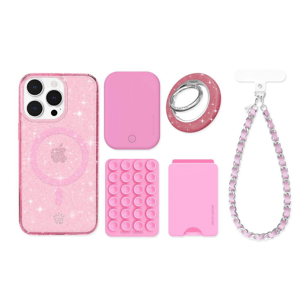 Pink Stardust Glitter iPhone Bundle Set