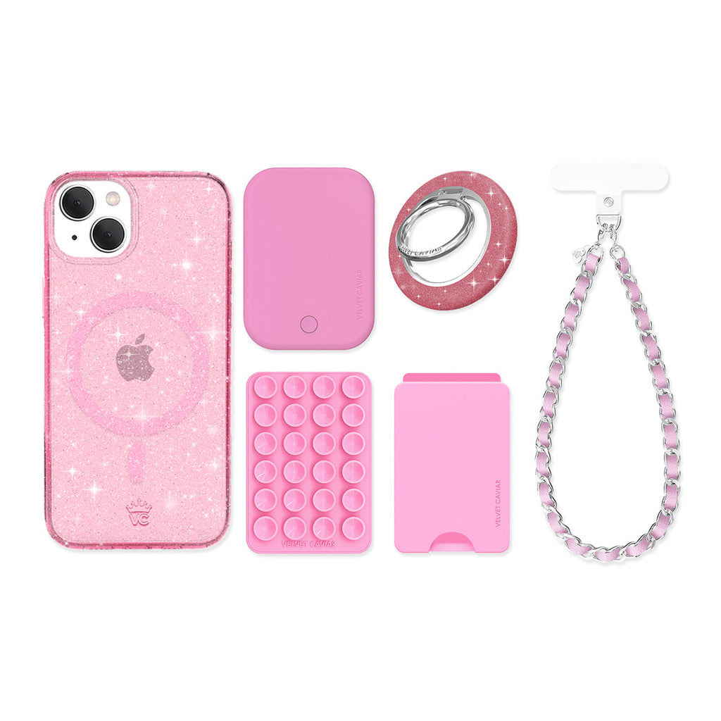 Pink Stardust Glitter iPhone Bundle Set