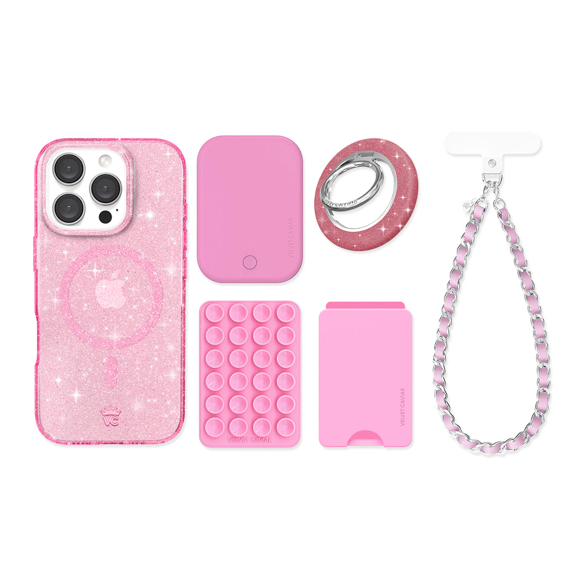 Pink Stardust Glitter iPhone Bundle Set