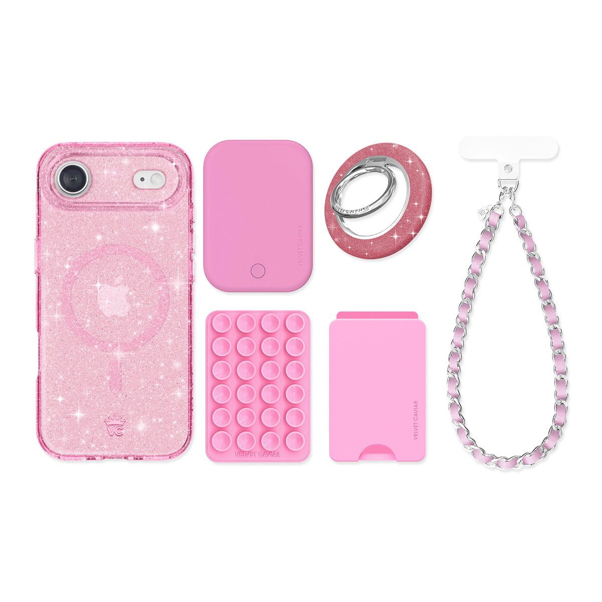 Pink Stardust Glitter iPhone Bundle Set