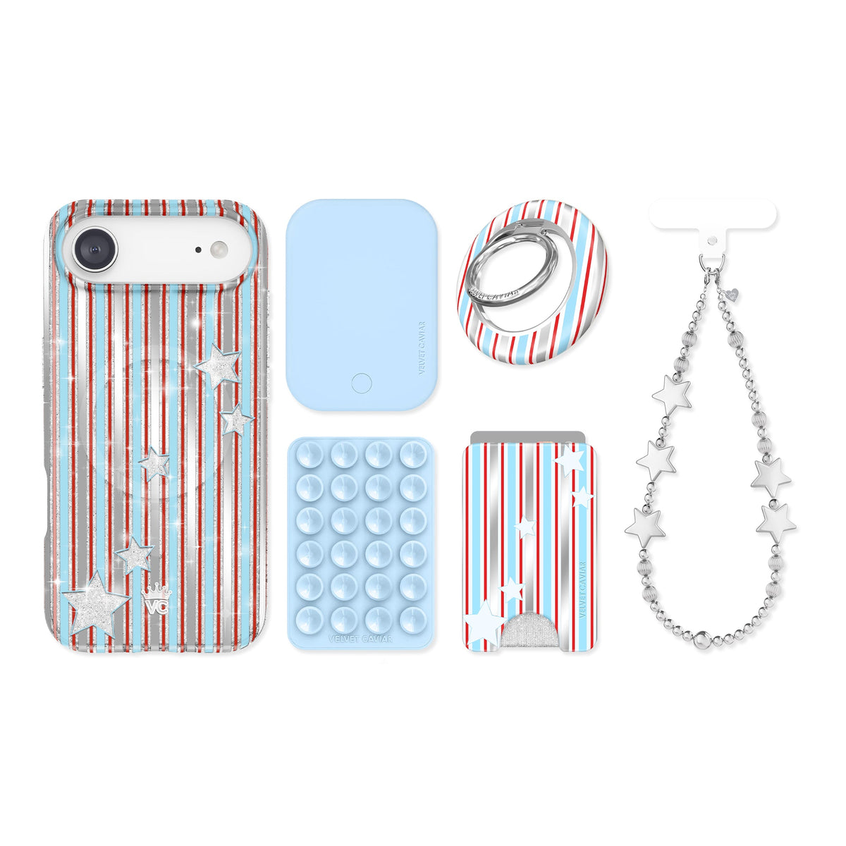 Stars & Stripes Glitter iPhone Bundle Set