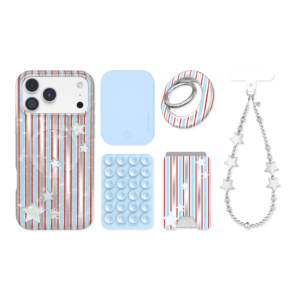 Stars & Stripes Glitter iPhone Bundle Set