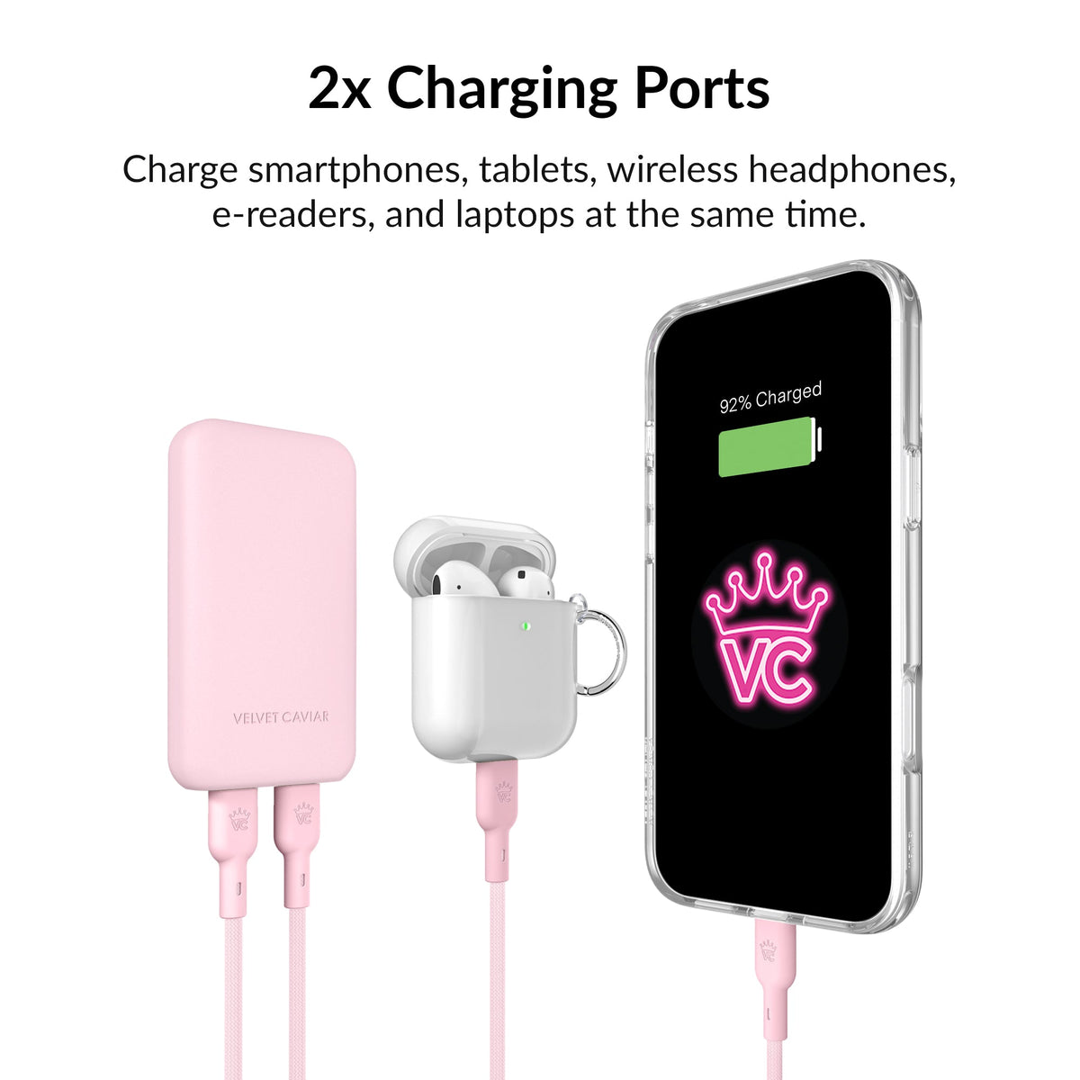Strawberry Milk Fast Charging Set, Dual Port Wall Adapter + 6ft USB-C Cable
