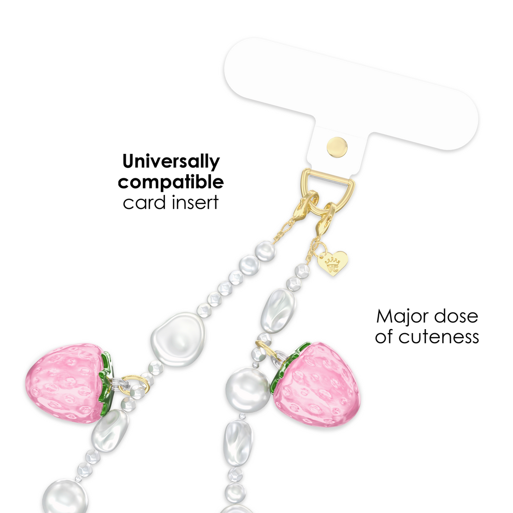 Strawberry Pearl Chain Phone Charm