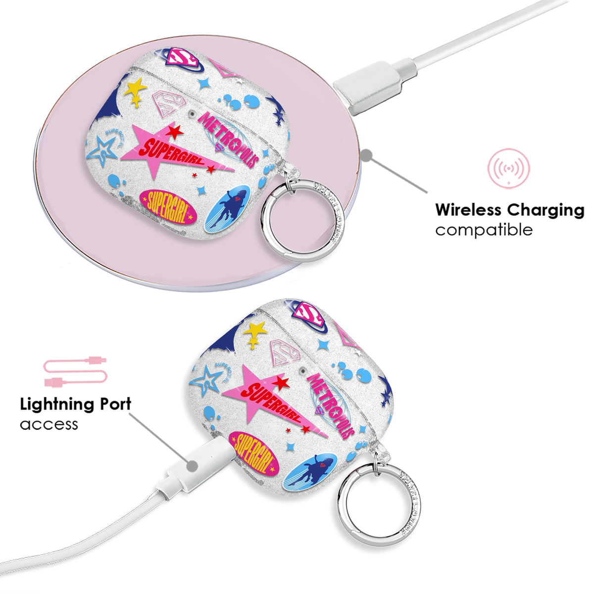 Supergirl Krypto Glitter AirPod Case