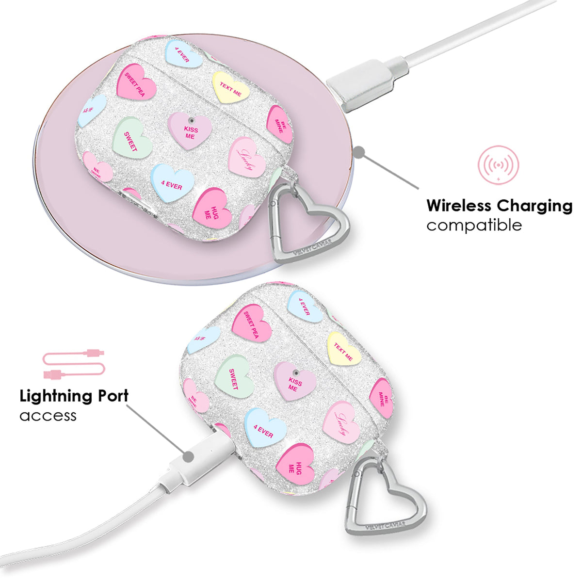 Sweet Hearts Glitter AirPod Case