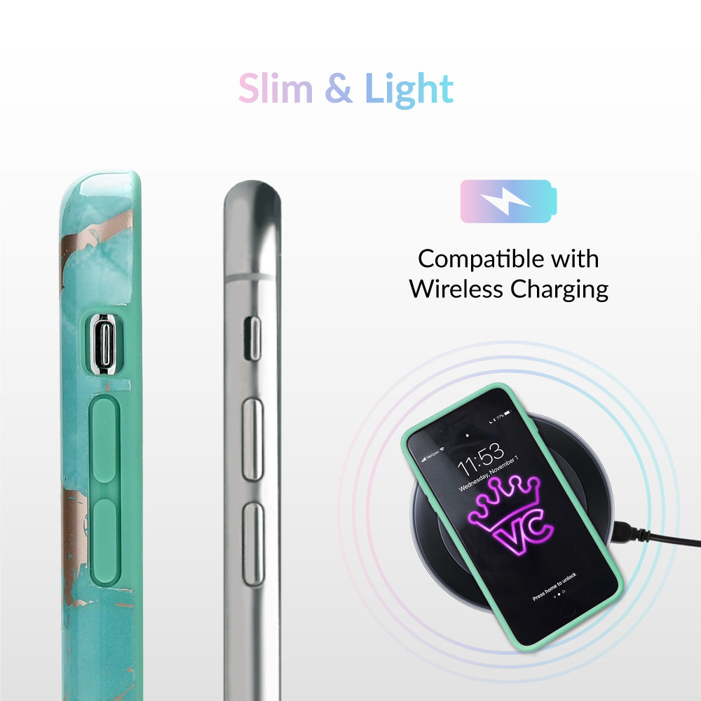 Turquoise Rose Gold Chrome iPhone Case